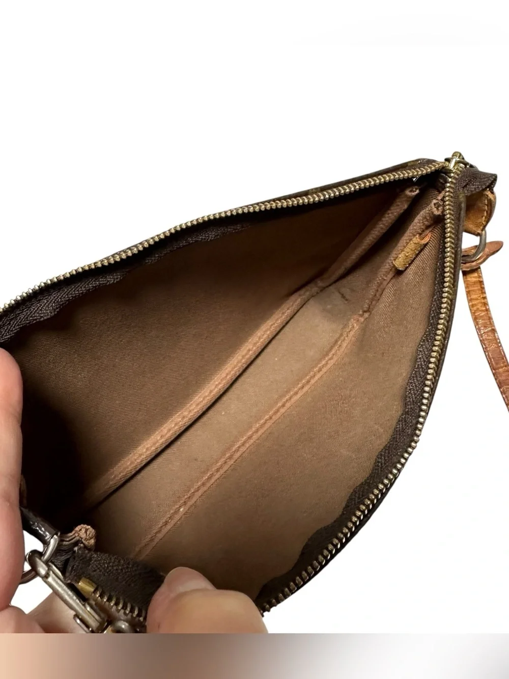 Louis Vuitton Monogram Canvas & Vachetta Leather Pochette Mini Bag with Dust Bag